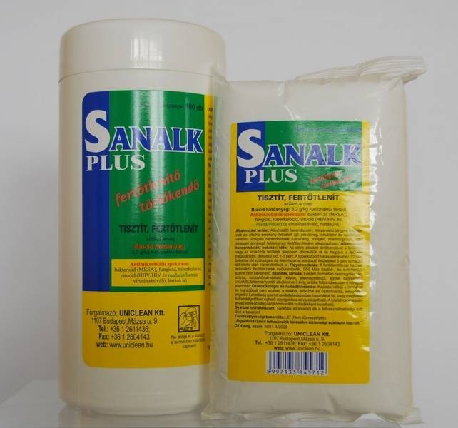 clarasept Sanalk Plus fertőlenítő törlőkendő 100 db-os tasak-utántöltő fertőtlenítő 0
