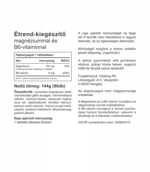 Vitaking Magnézium Citrát + B6-Vitamin 90db 1