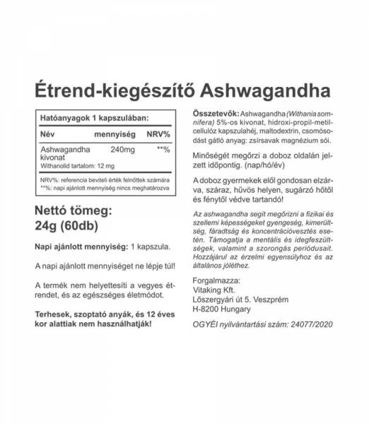 Vitaking Aswagandha Kivonat 240mg 60db 2