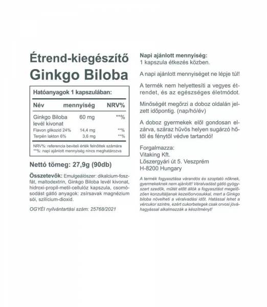 Vitaking Ginkgo Biloba 60mg 90db 1