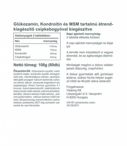 Vitaking Glükozamin + Kondroitin + MSM 60db 1