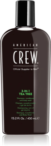 American Crew 3 in 1 Tee Tree Teafaolajos Sampon - Balzsam - Tusfürdő 450ml 